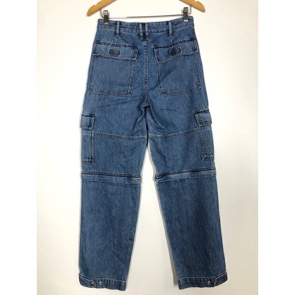Madewell Baggy Cargo Jeans Baggy Zip-Off Edition Thetford Wash NWT Size 26 - Picture 8 of 13